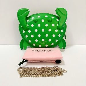 Kate Spade Shelly 3D Crab Green Polka Dots Crossbody/Clutch NWOT 🦀🏝️